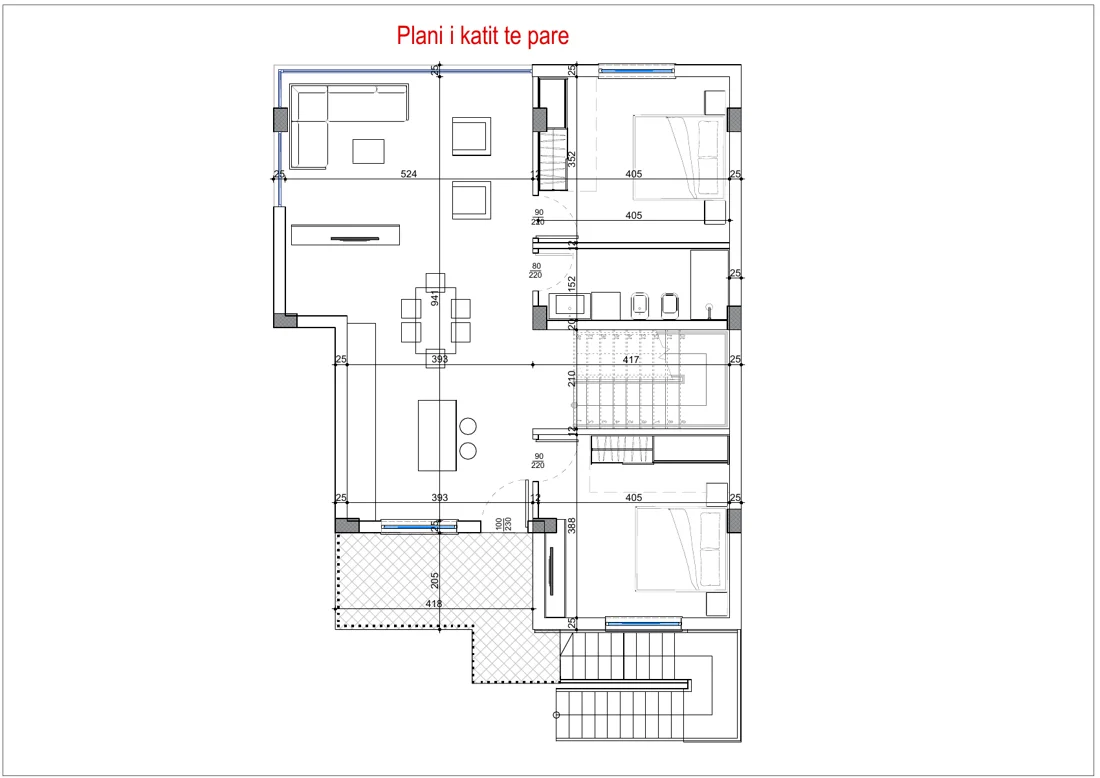 Dimensioned first-floor plan