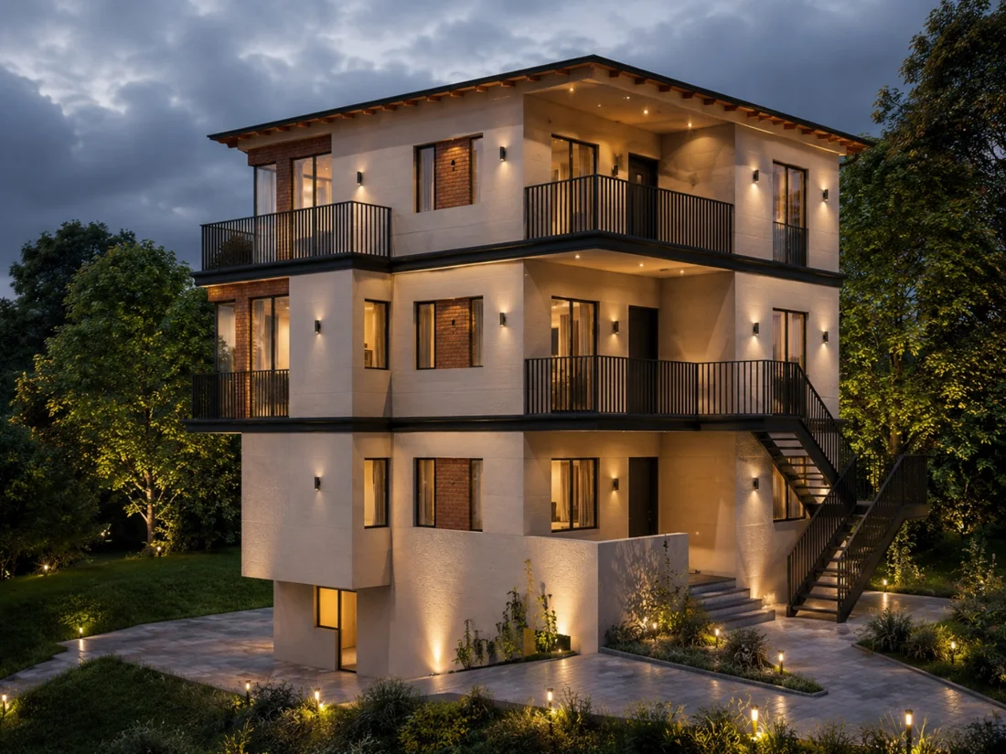 Original nighttime architectural reference